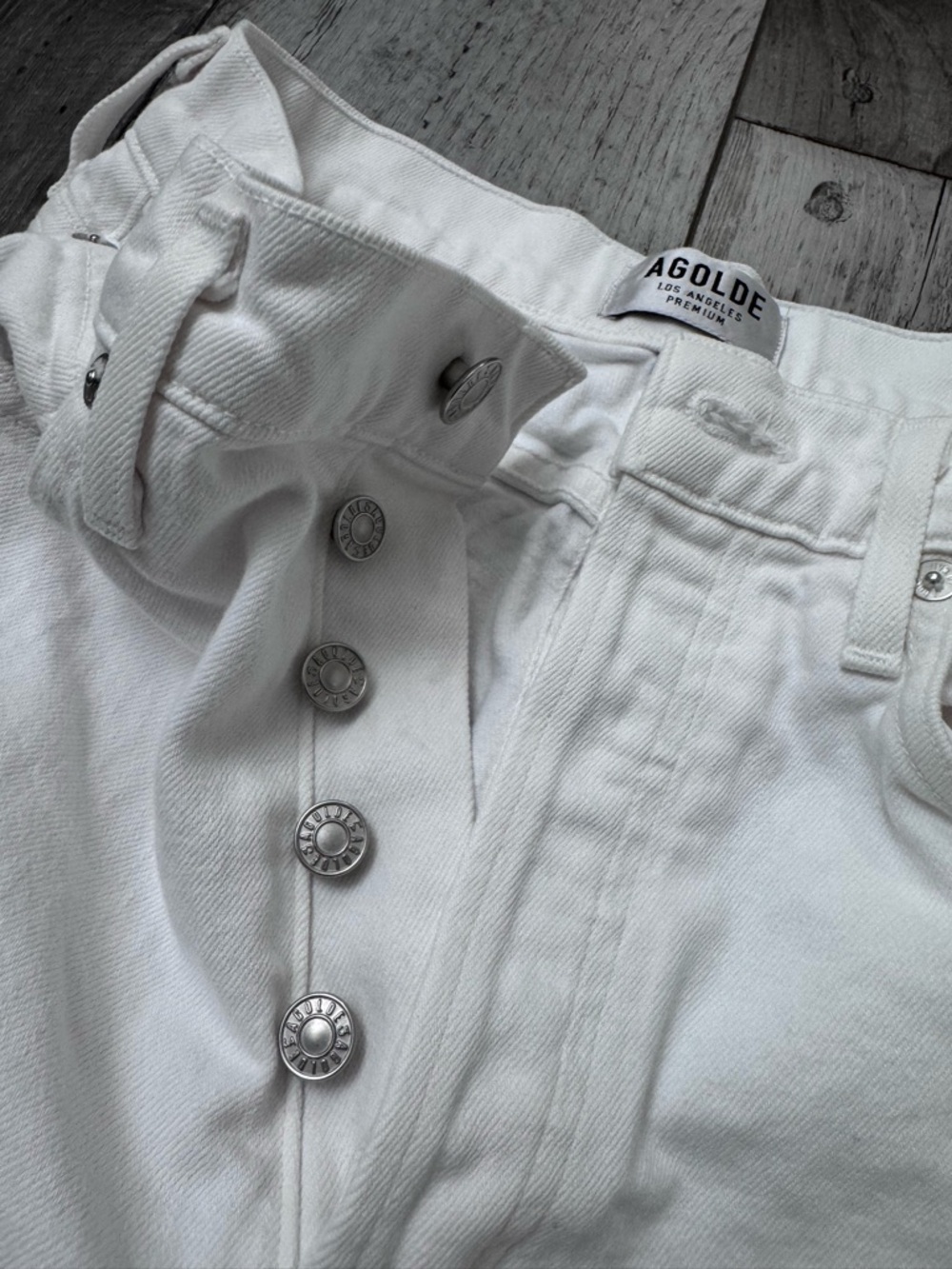 Agolde Women’s Nico High Rise Jeans White Denim Button Fly 25 - Picture 5 of 10